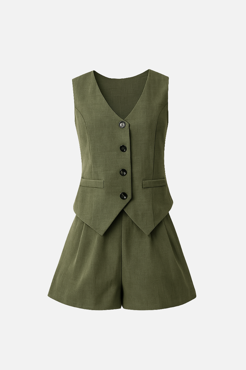 Sleeveless Blazer Shorts Set