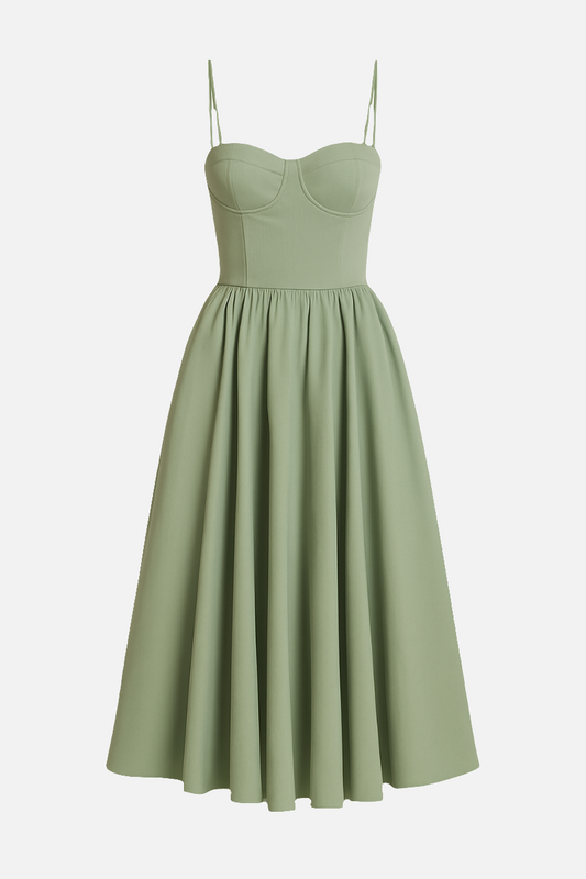 Midi Dress with Spaghetti Straps Corset