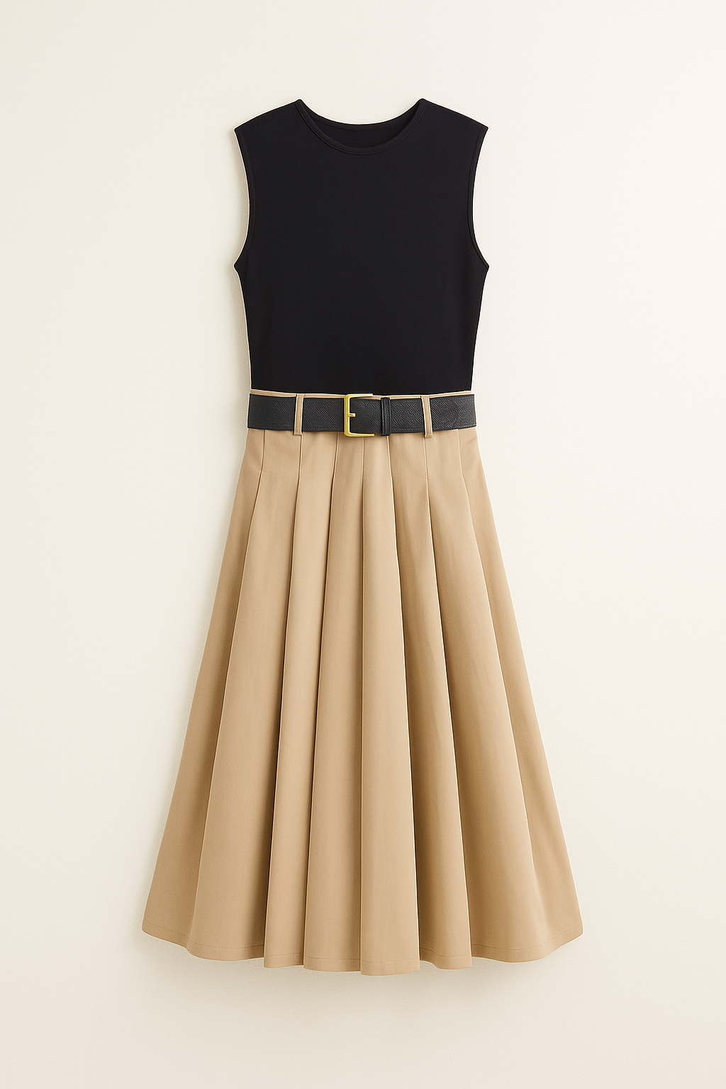 Sleeveless Belted Midi Dress