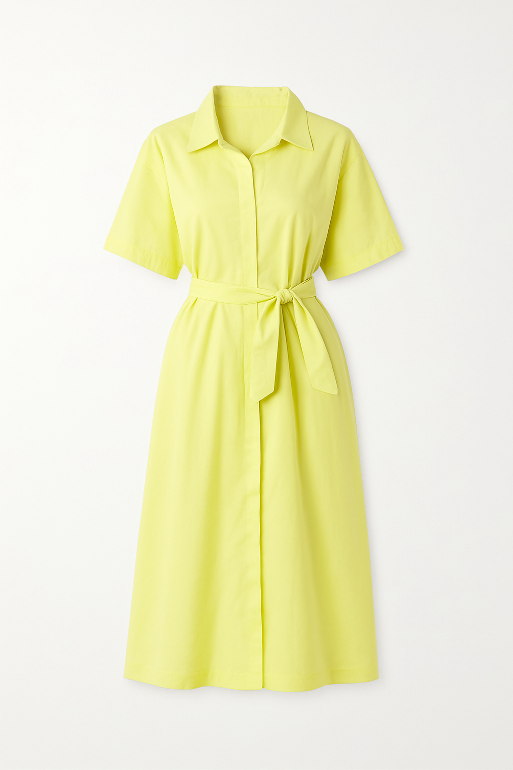 Belted Shirt Midi Dress