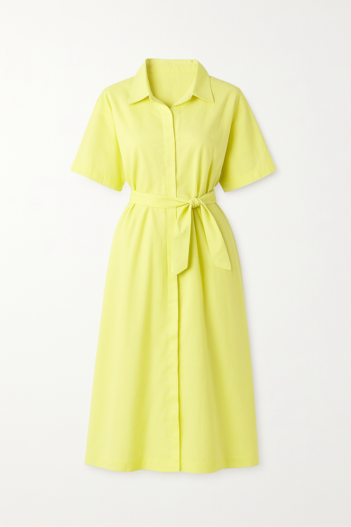 Belted Shirt Midi Dress