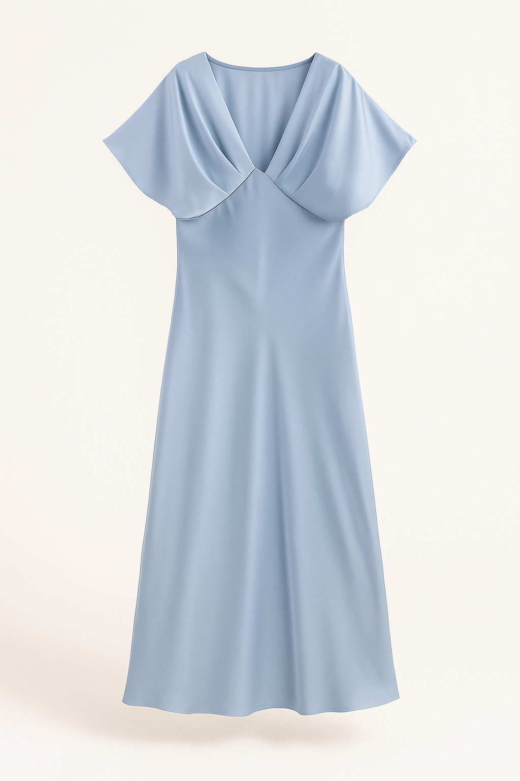 Midi satin dress with a V-neck