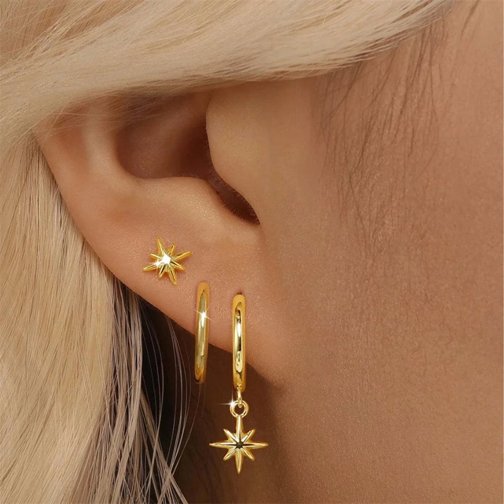 Gold Star Hoop Set