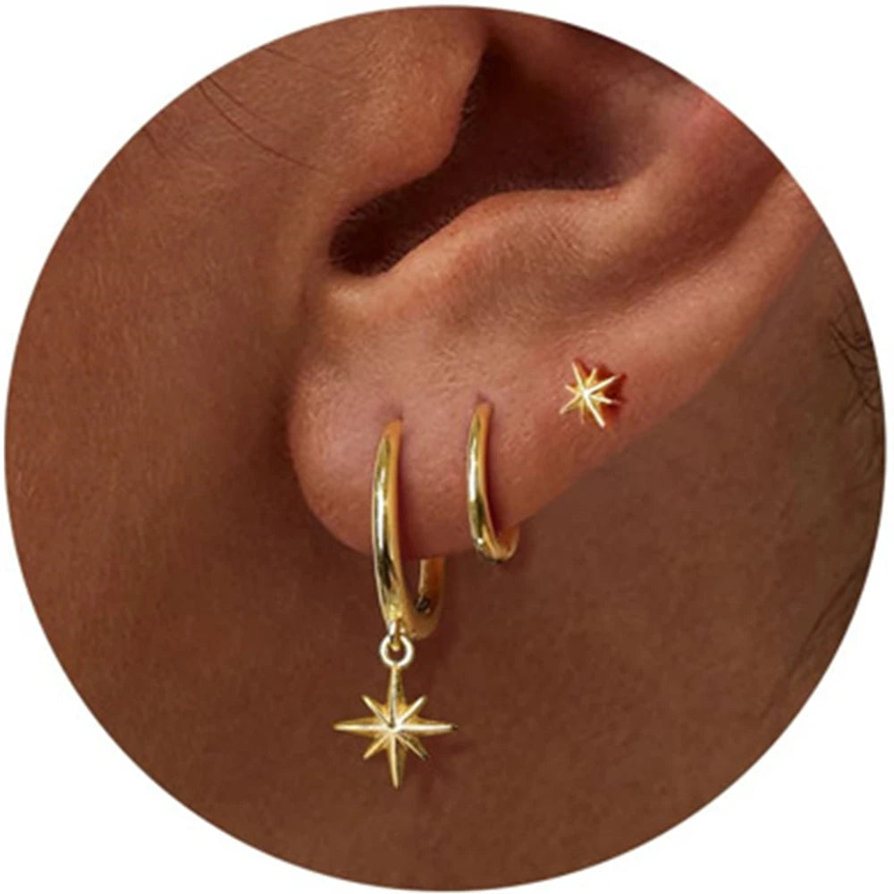 Gold Star Hoop Set