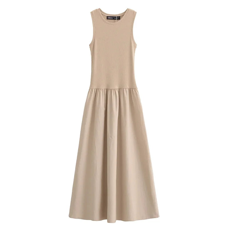 Sleeveless A-Line Midi Dress