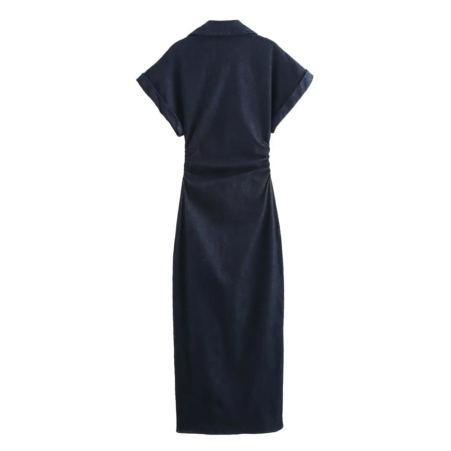 Button-Front Fitted Midi Dress