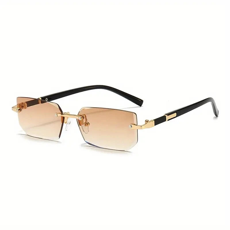 Rimless Sunglasses Rectangle Fashion Popular