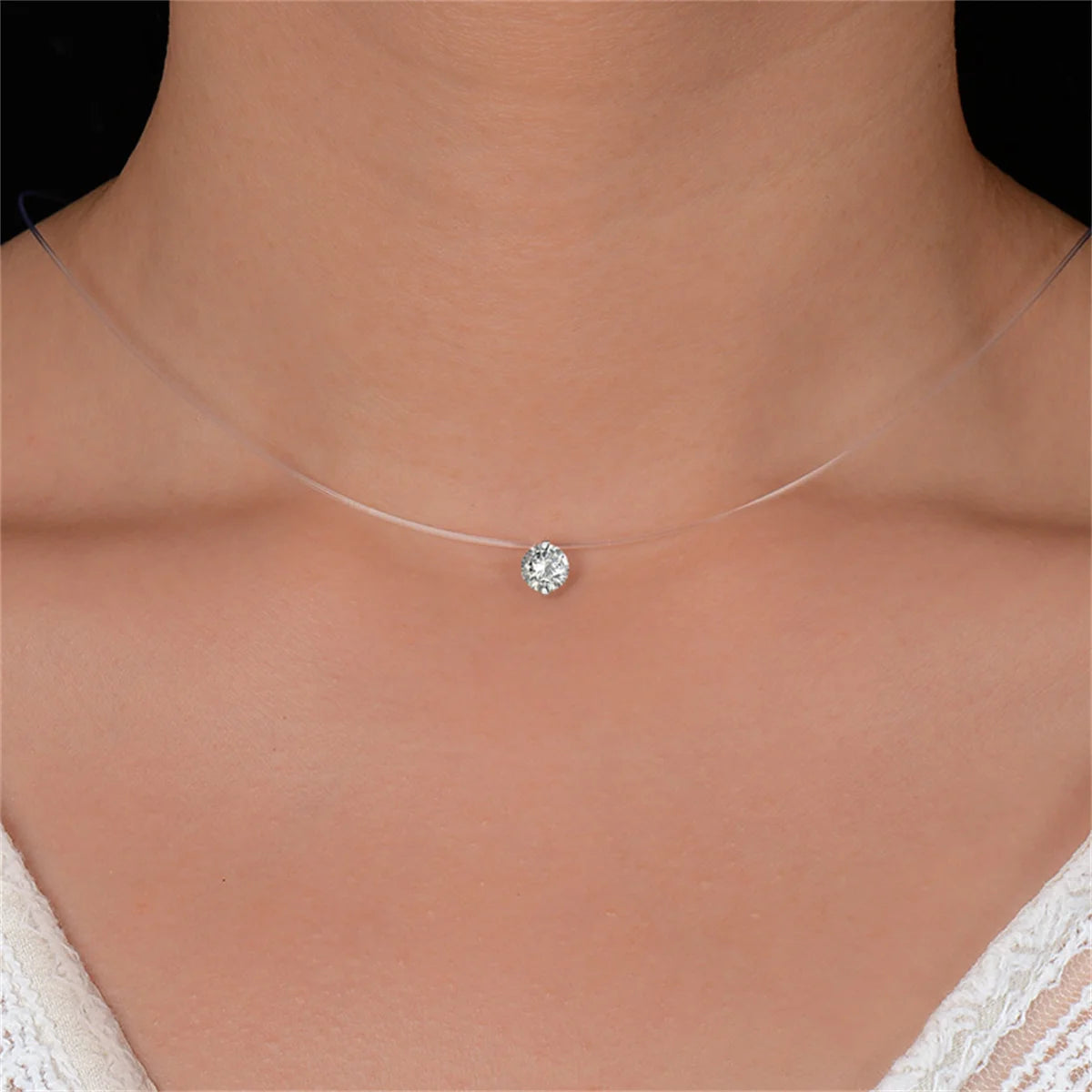 Invisible Crystal Pendant Necklace