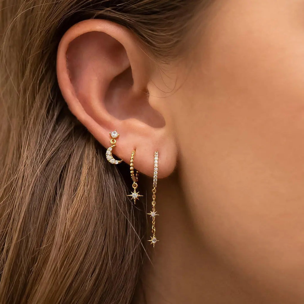 Gold Star Hoop Set