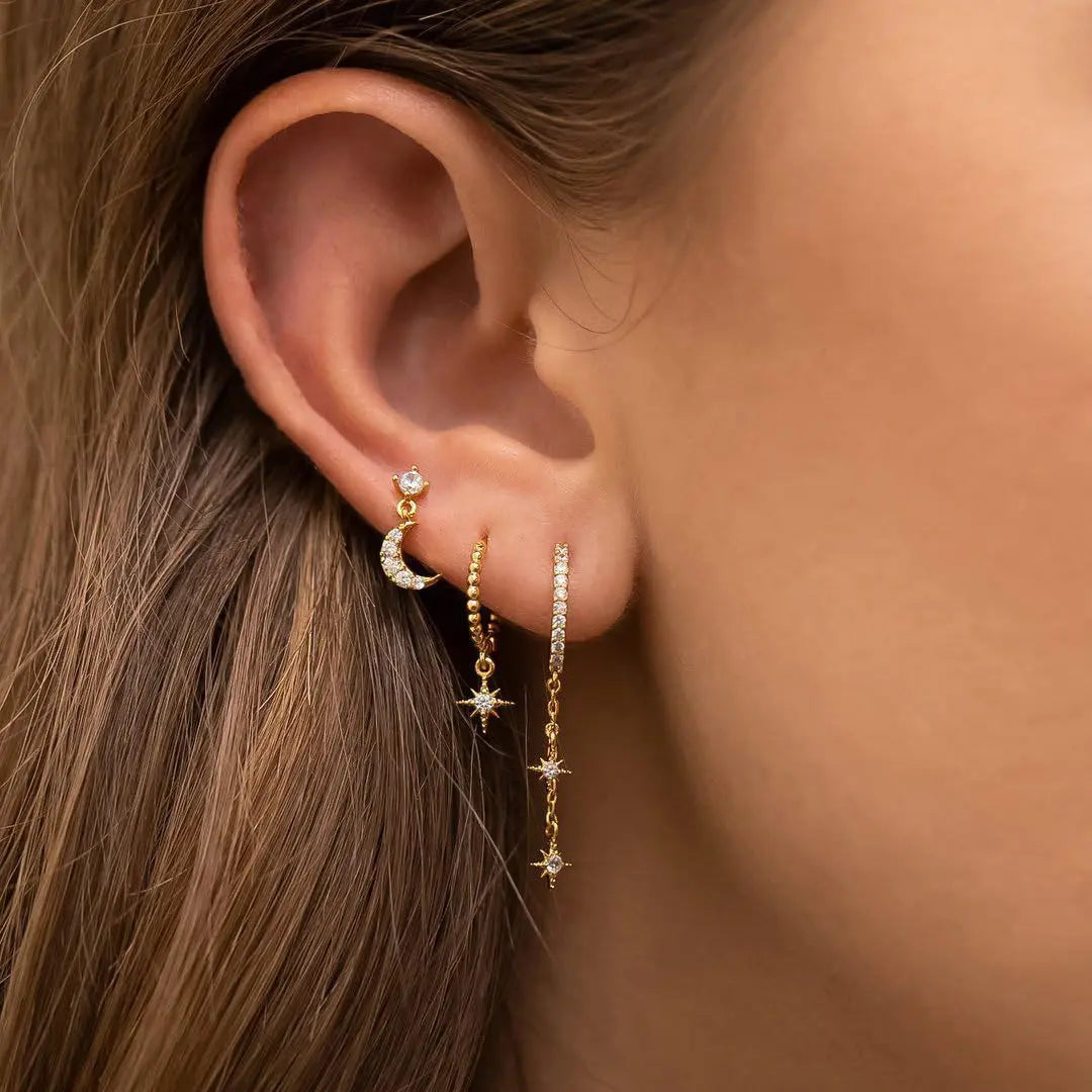 Gold Star Hoop Set