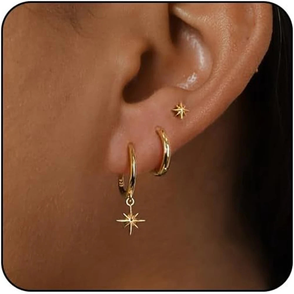 Gold Star Hoop Set