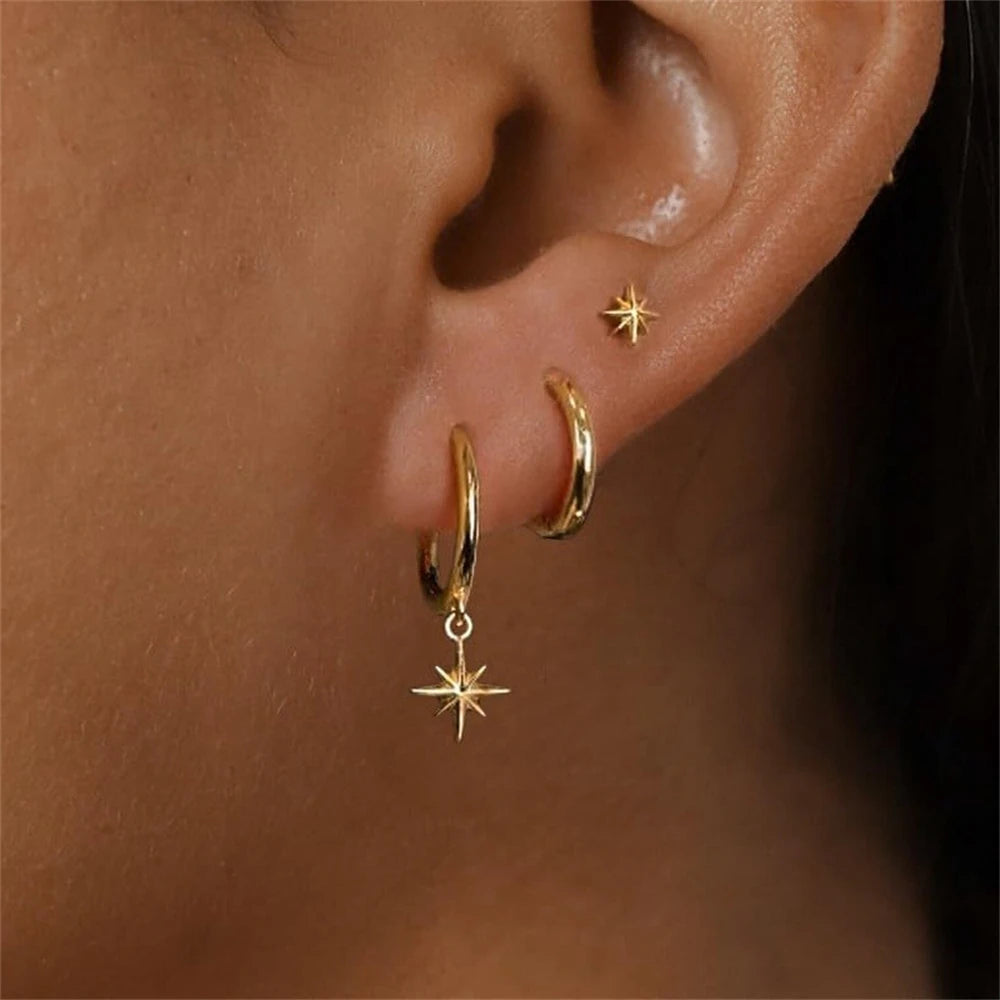 Gold Star Hoop Set