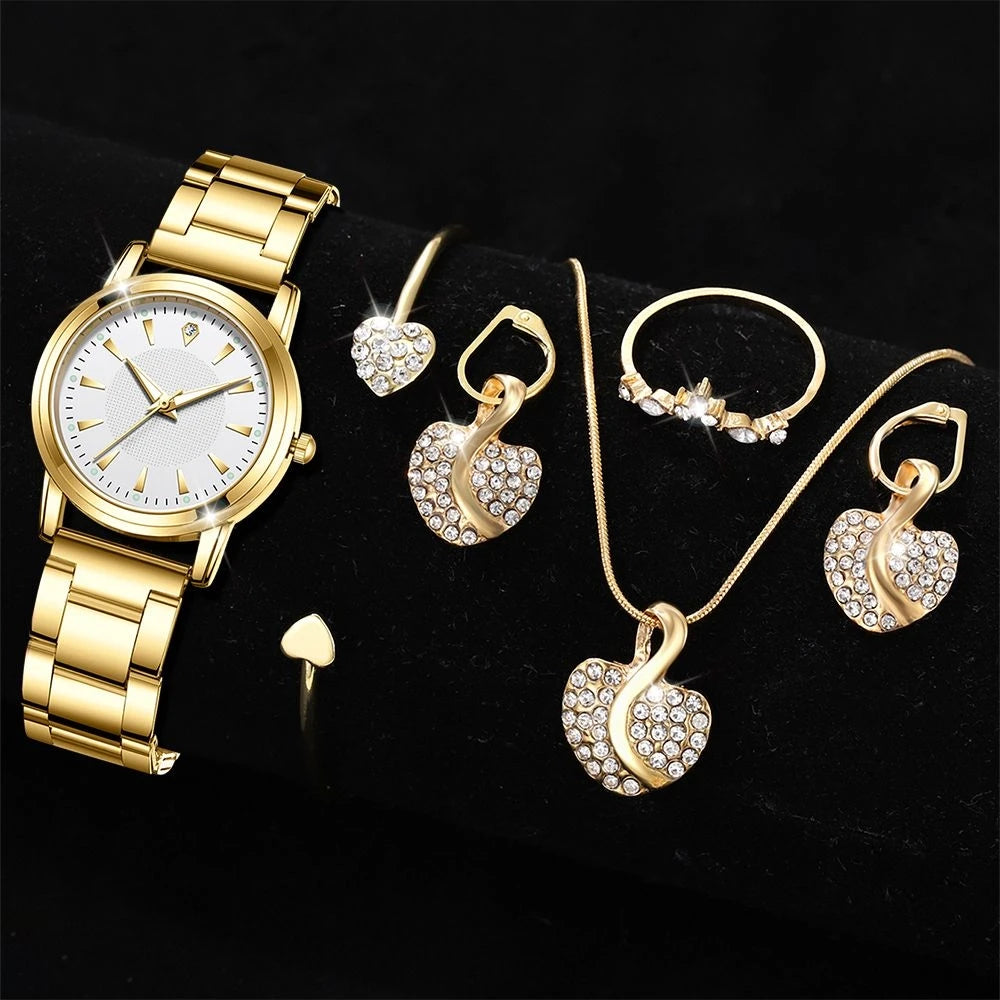Women's Gold Watch and Jewelry Set