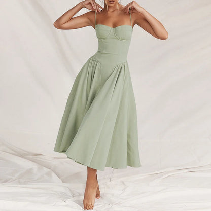 Midi Dress with Spaghetti Straps Corset