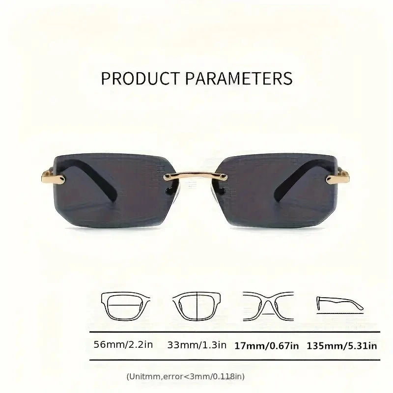 Rimless Sunglasses Rectangle Fashion Popular