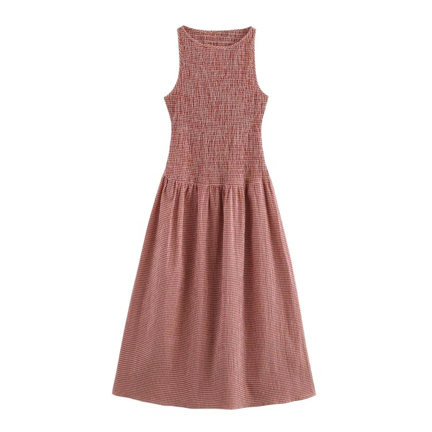 Smocked Sleeveless Midi Dress