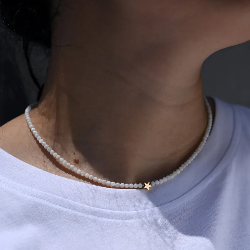 Gold-Plated Pearl Bead Necklace