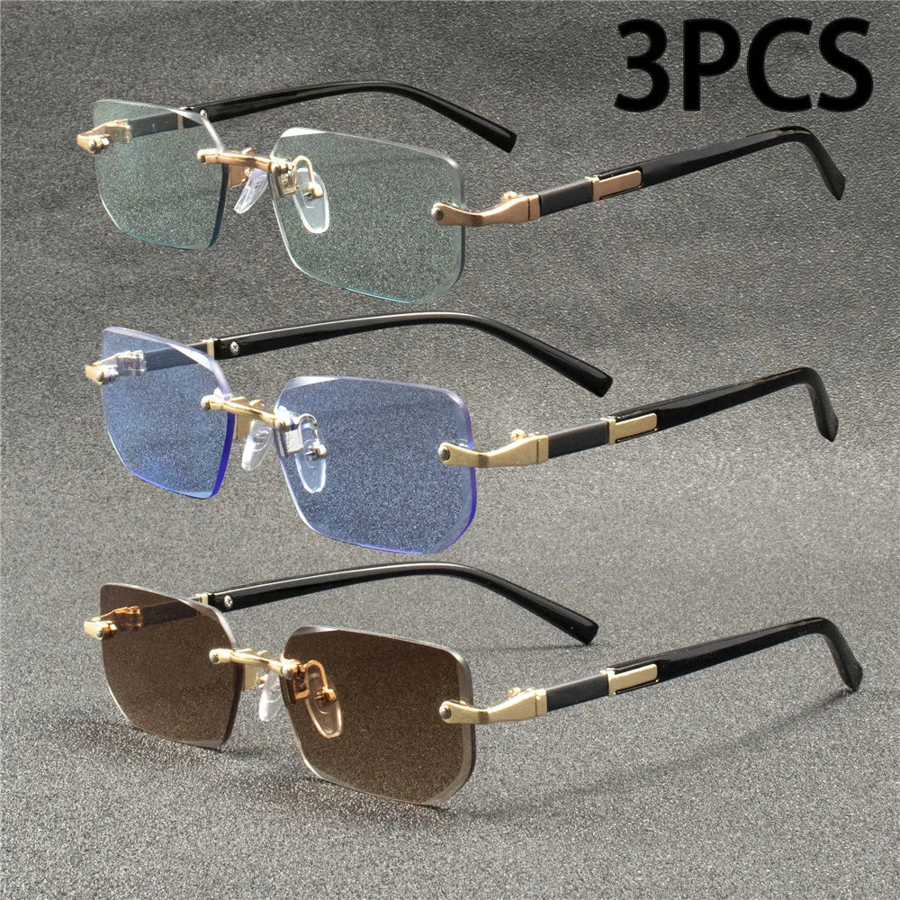 Rimless Sunglasses Rectangle Fashion Popular