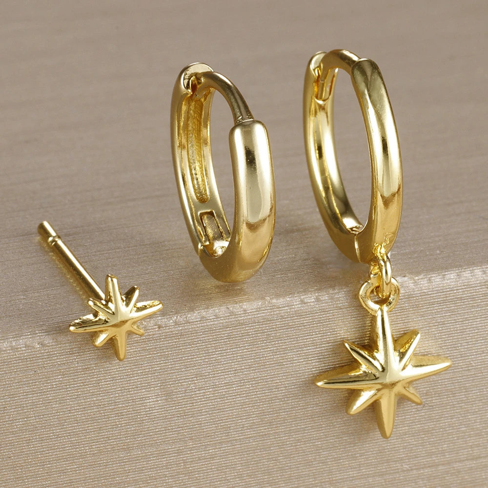 Gold Star Hoop Set