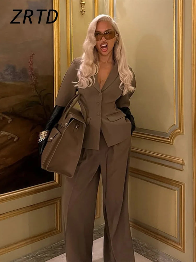 Tailored Puff-Sleeve Pantsuit