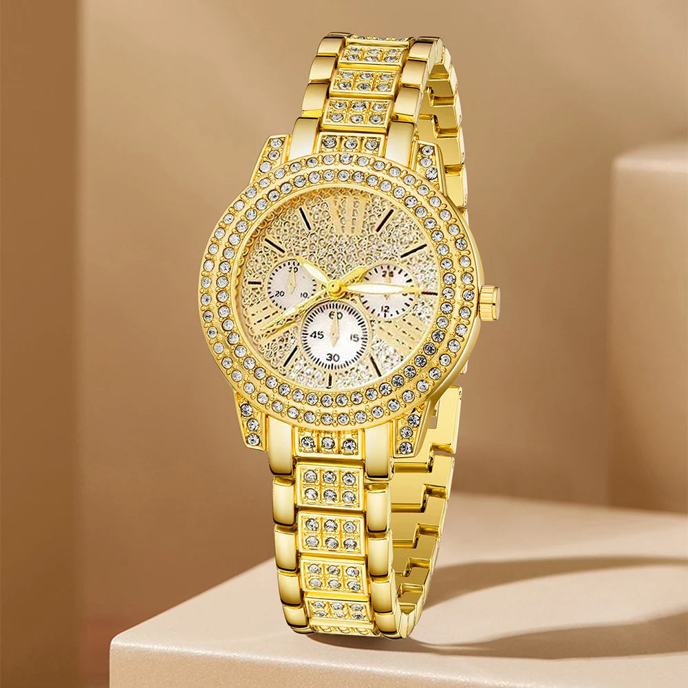 Women's Gold Watch and Jewelry Set