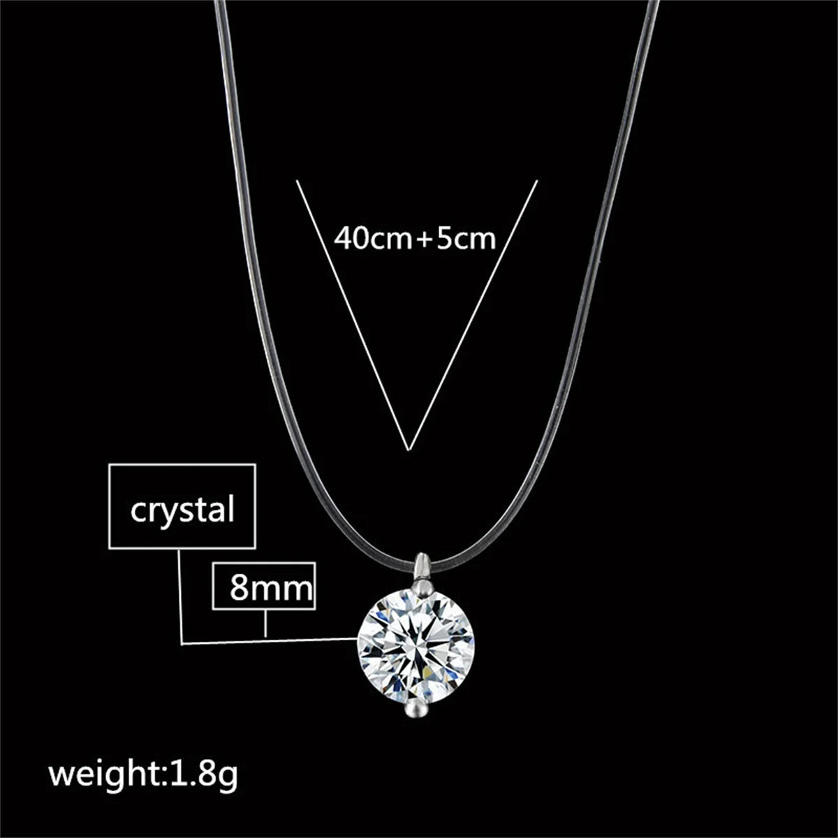 Invisible Crystal Pendant Necklace