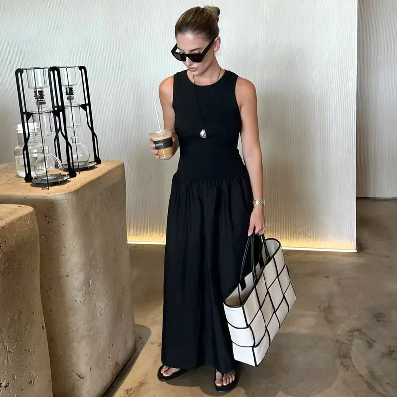 Sleeveless A-Line Midi Dress