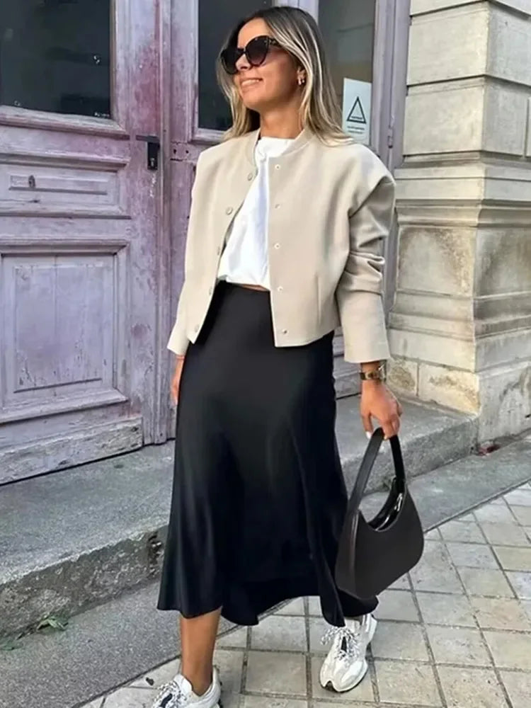 Satin Skirt High Waist