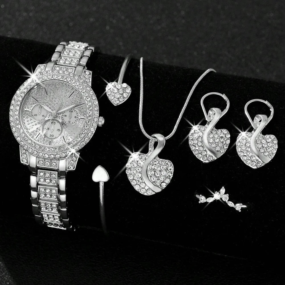 Women's Gold Watch and Jewelry Set