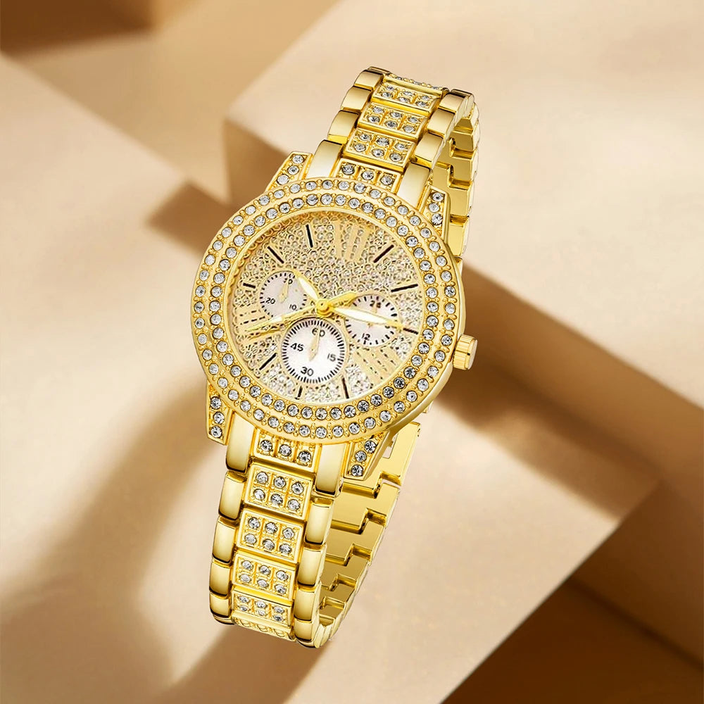 Women's Gold Watch and Jewelry Set