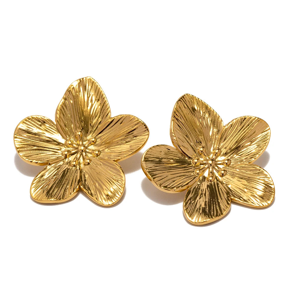 Gold Floral Statement Stud
