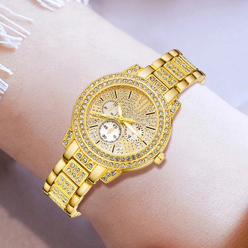 Women's Gold Watch and Jewelry Set