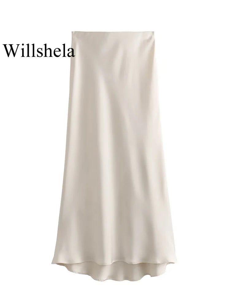Satin Skirt High Waist