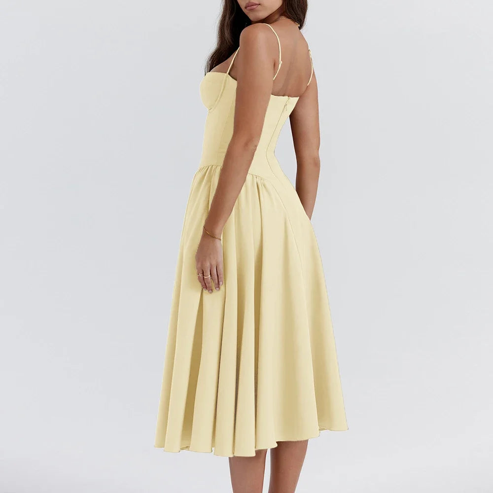 Midi Dress with Spaghetti Straps Corset