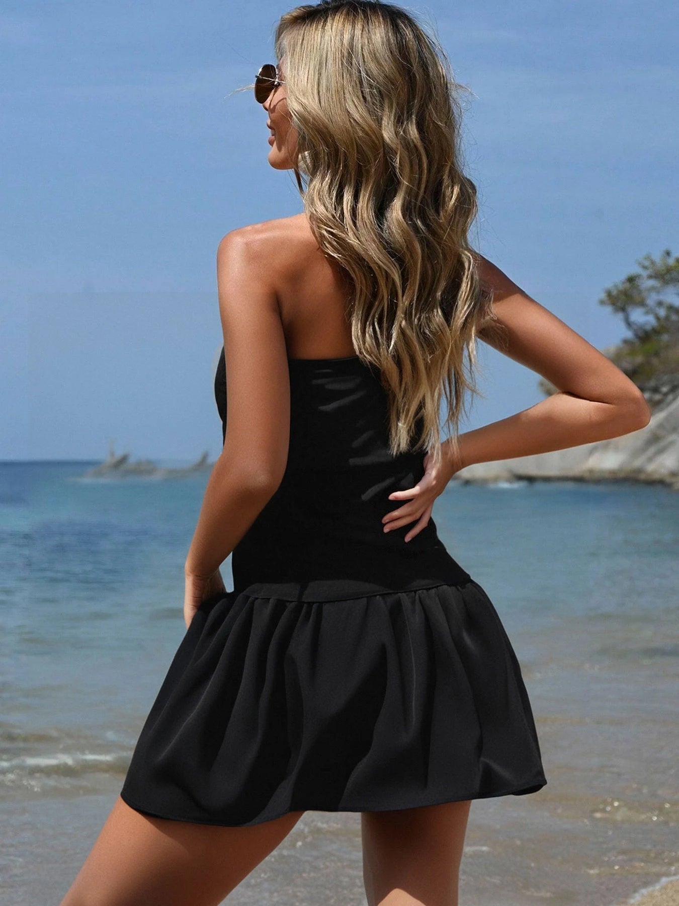 Strapless Black Beach Dress
