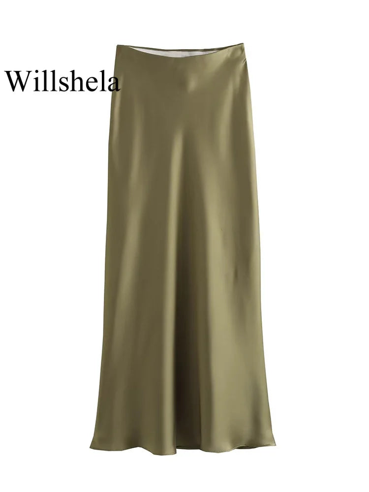 Satin Skirt High Waist