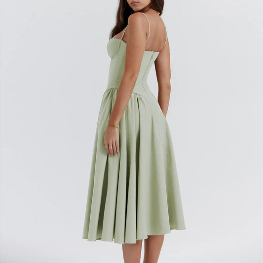 Midi Dress with Spaghetti Straps Corset