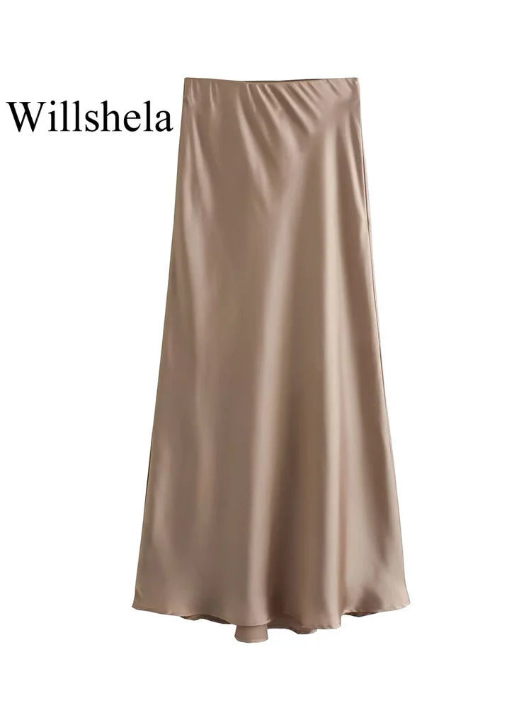 Satin Skirt High Waist