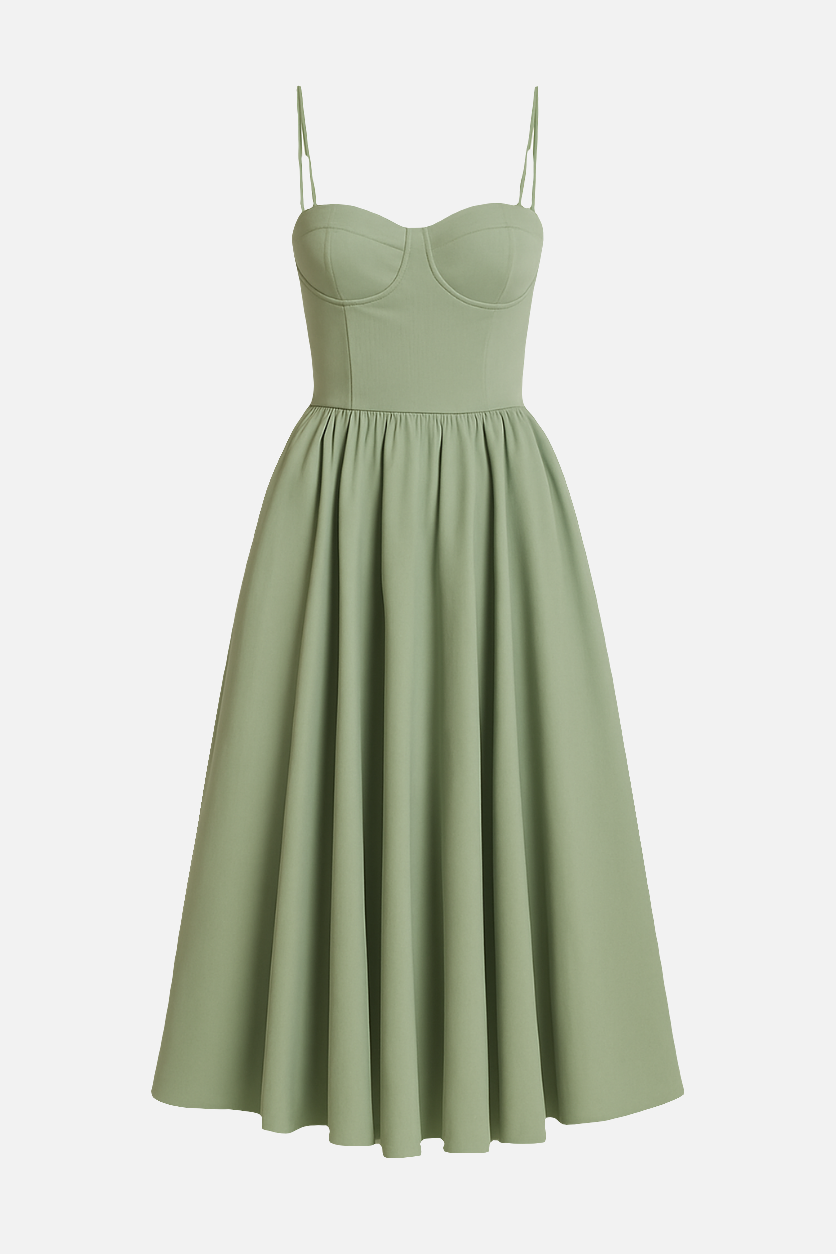 Midi Dress with Spaghetti Straps Corset