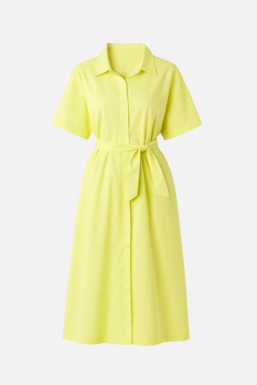 Belted Shirt Midi Dress