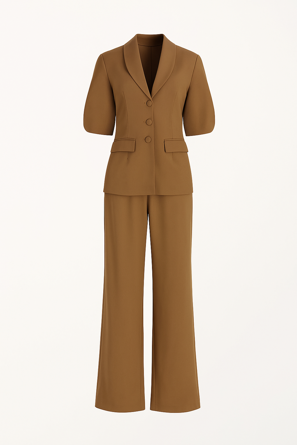 Tailored Puff-Sleeve Pantsuit
