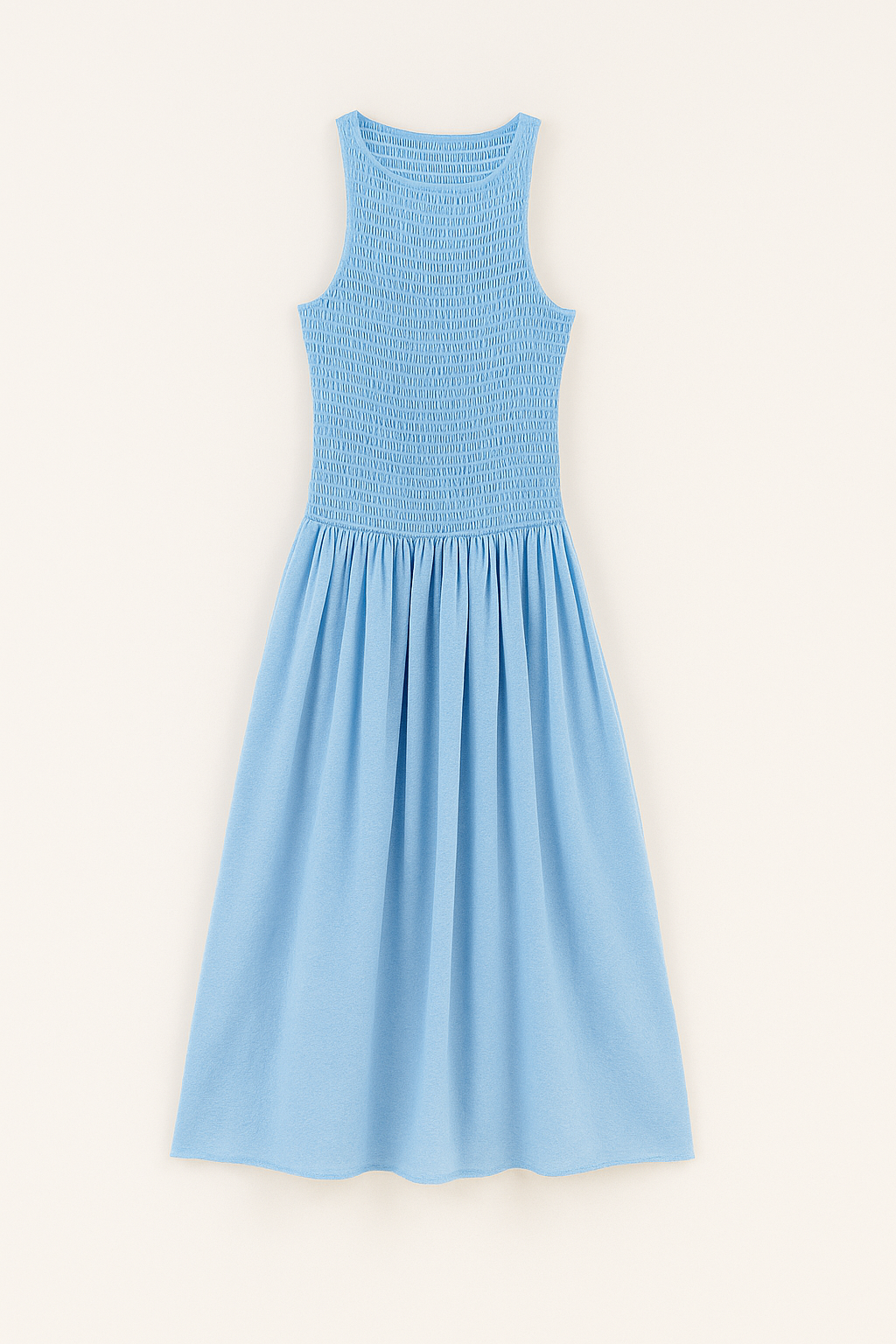 Smocked Sleeveless Midi Dress